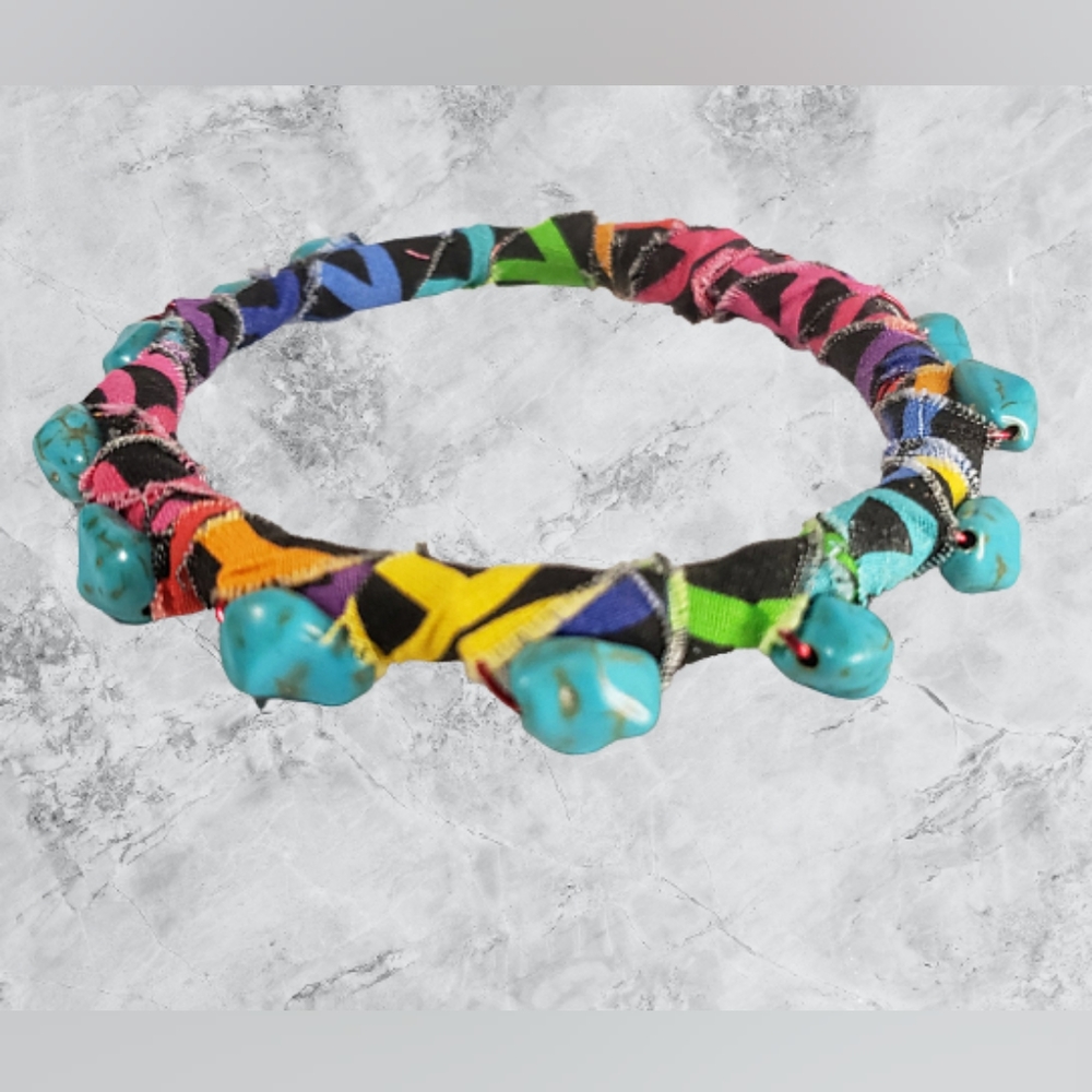 Bohemian Wrapped Turquoise Bangle Handcrafted by Queen2Bohemian